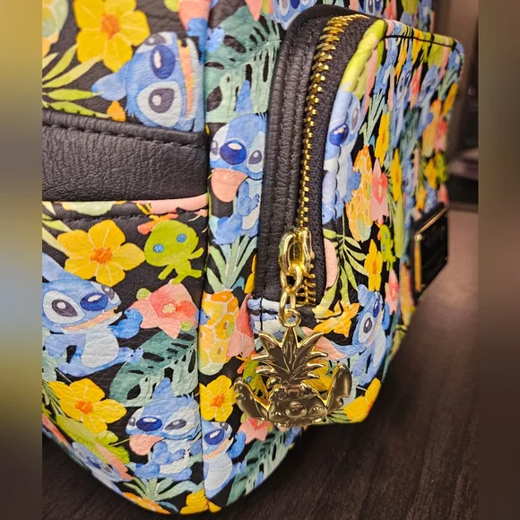 Loungefly 🎉HOST PICK🎉  Disney Stitch & Scrump Floral Watercolor Mini Backpack - Picture 2 of 9